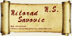 Milorad Savović vizit kartica